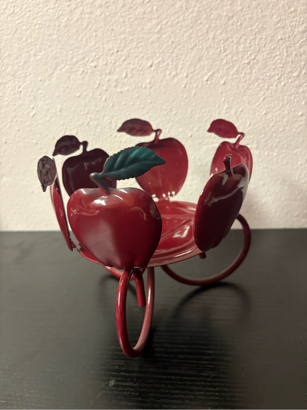 Red Apple Metal Candle Holder Fruit Kitchen Farmhouse Decor - Picture 3 of 8